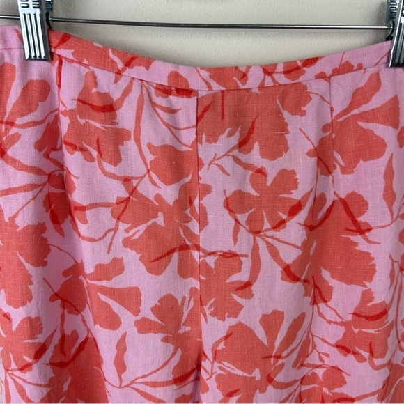 Ann Taylor LOFT cropped linen floral pants in pink size: 4 - Picture 3 of 12